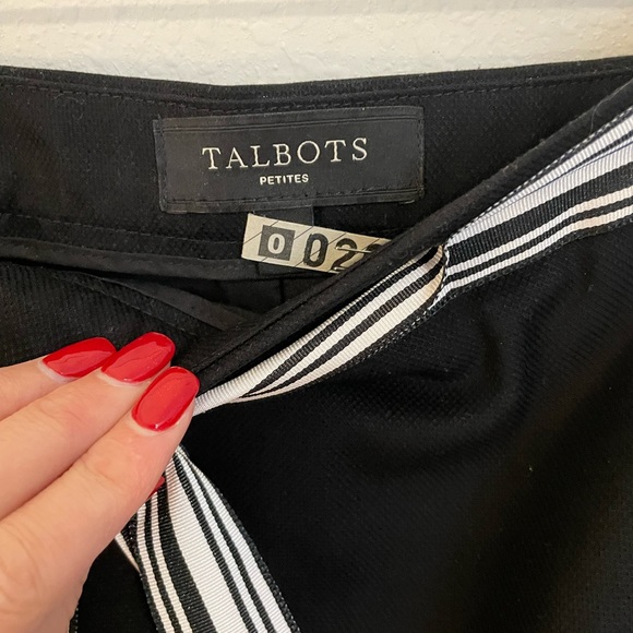 Talbots Black A Line Skirt with Black and White Tie Belt Size 8P - Picture 2 of 3